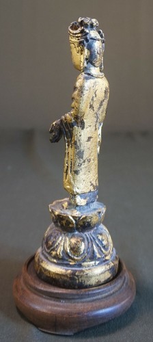 Very Rare Korean Joseon Dynasty Real Gold Filled Gilt Bronze Buddha Statue - Picture 4 of 12
