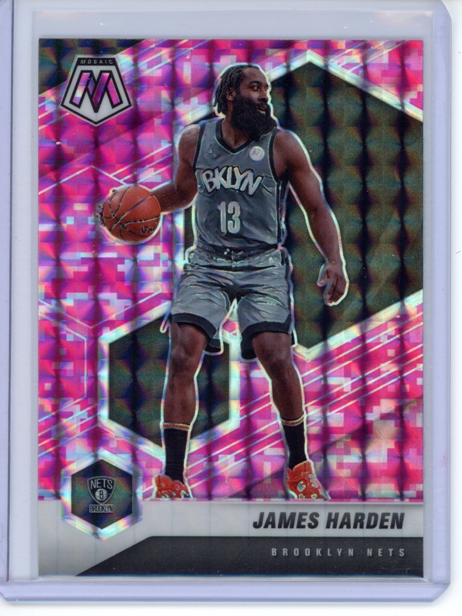 2020-21 Panini Mosaic #173 James Harden Camo Pink
