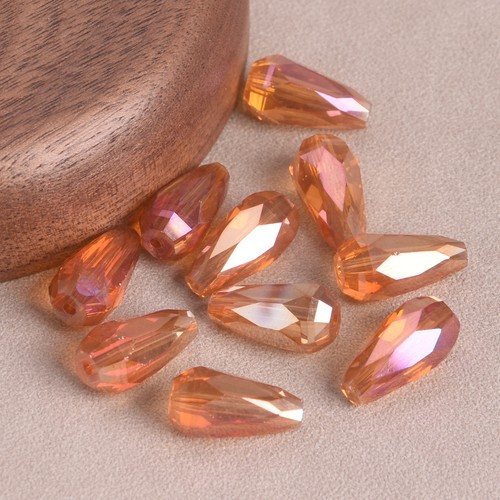 10pcs Teardrop Shape 16x8mm Faceted Cut Colorful Plated Crystal Glass Loose Bead - Foto 9 di 17
