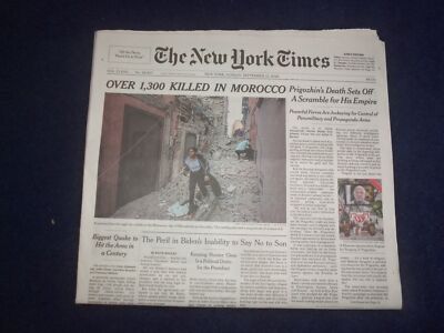 2023 SEPTEMBER 10 NEW YORK TIMES - OVER 1,300 KILLED IN MOROCCO EARTHQUAKE