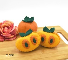 Felt food persimmon set, Felt food play, Play kitchen toy, Gift