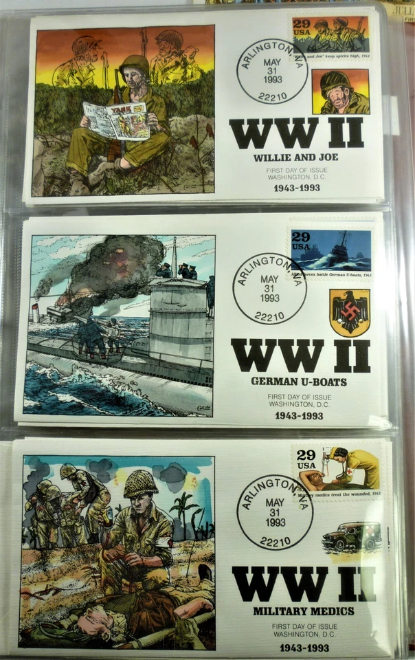 1992 WORLD WAR II - 20 Collins Hand Painted First Day Covers - Image 4 of 4