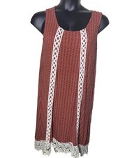 Skyes The Limit Ditzy Floral Size Medium Dress Crochet Trim Hem Sleeveless