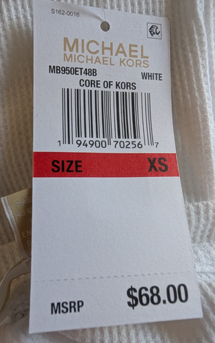 Michael Kors Waffle Knit Logo-Tape-Sleeve Thermal Top White Size XS NWT - Picture 8 of 9