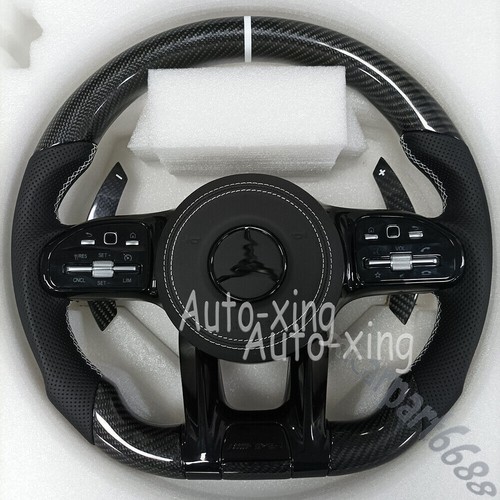 Real Carbon Fiber Steering Wheel For Mercedes-Benz AMG W205 C43 G63 GTS GLE E63 - Imagen 3 de 13