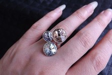 Anello in argento 925 e cabochon Rivoli in cristallo Swarovski trilogy rosa 