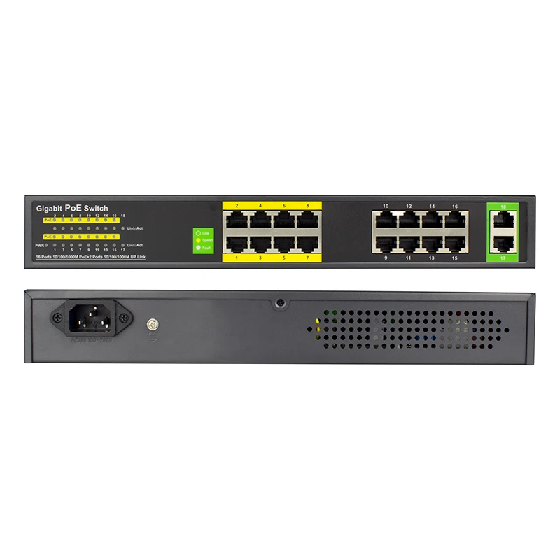 16 Port Gigabit Unmanaged PoE Switch +2 Uplink Network Switch 802.3af/at 300W - Image 3 of 4