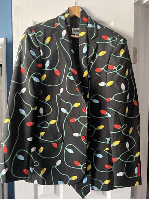 Tipsy Elves Ugly Christmas Blazer Sport Coat jacket sz. 44 XL lights pattern