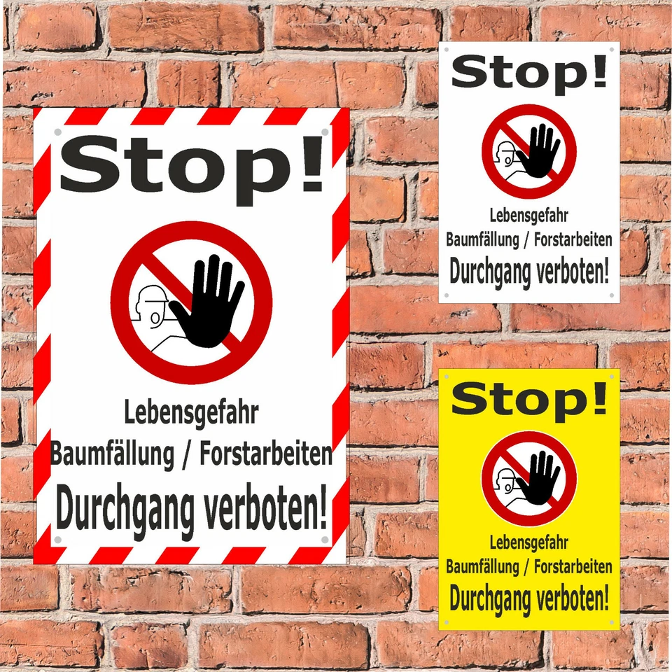 Banner Baumfällung Forstarbeiten Baumpflege Durchgang verboten Absperrbanner