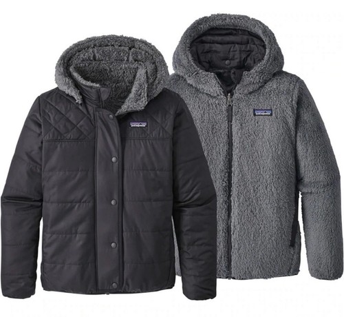 Patagonia Girls Reversible Dream Song Hoody Jacket Black/Gray Fleece Medium