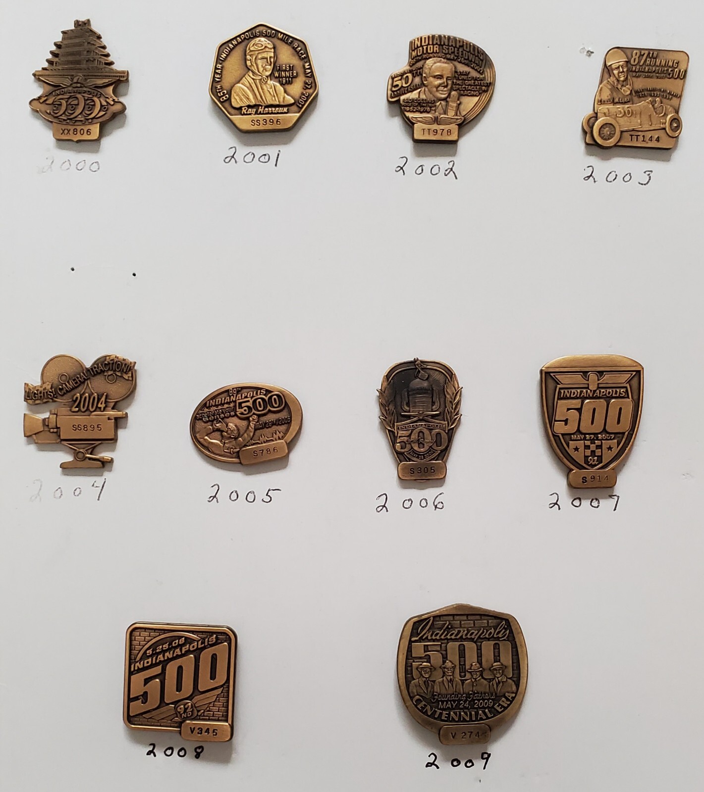 75 Authentic 19472021 Consecutive Indy 500 Bronze Pit Pass Badge Collection! eBay