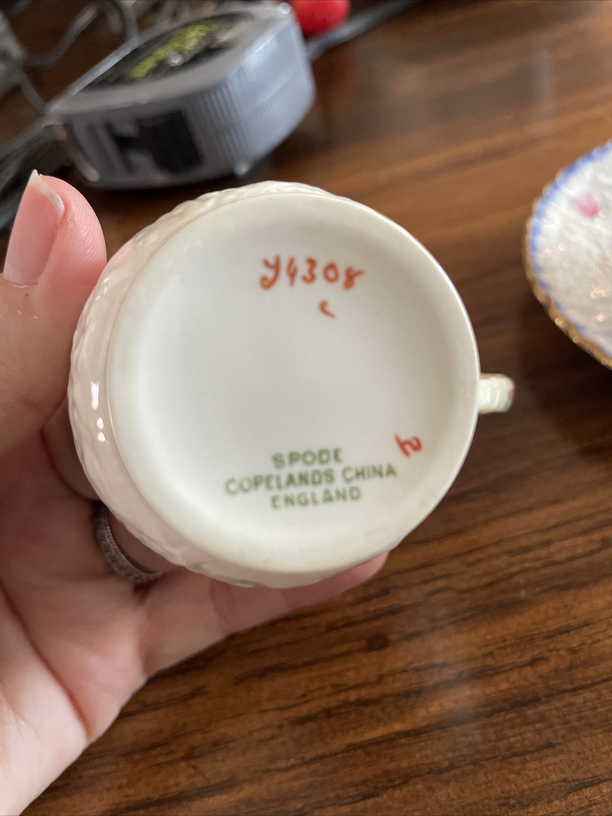 VINTAGE SPODE COPELAND FORGET ME NOT DEMITASSE TEA CUP & SAUCER ENGLAND