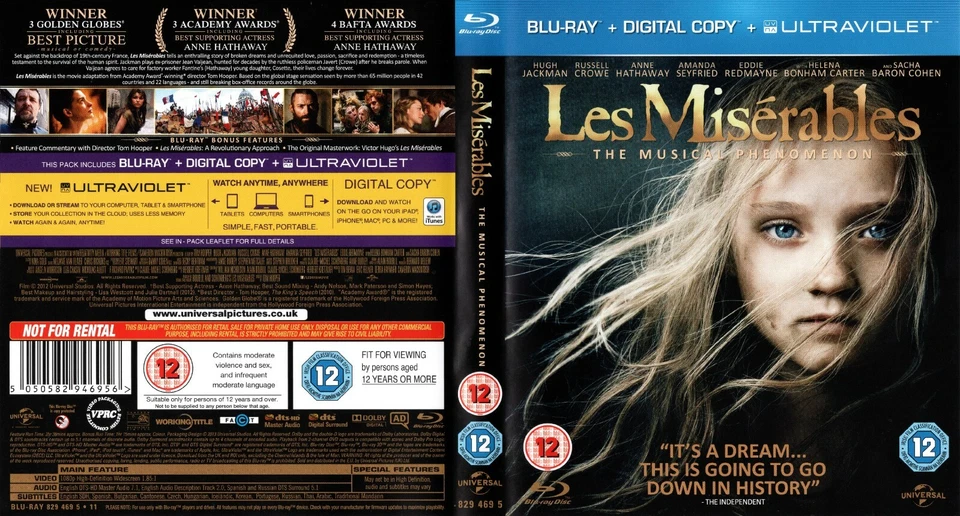 Les Miserables blu ray Run time 158 min approx Brand new foil P&P Free - Image 3 of 4
