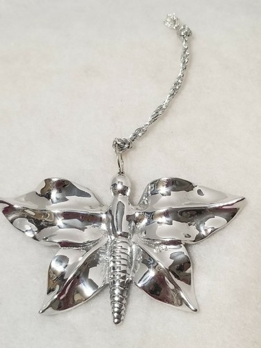 VINTAGE SILBERFARBEN SCHMETTERLING ORNAMENT 2,5" X 4" WEIHNACHTEN SILBER SEIL HAKEN - Bild 9 von 9