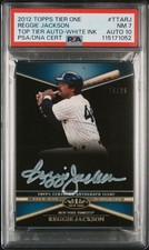 2012 Topps Tier One REGGIE JACKSON White Ink RARE! #15/25 Auto 10 #TTA-RJ PSA 7