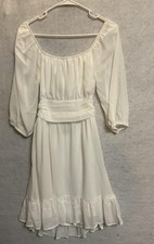 Dokotoo Dress Womens Small White Puff Sleeve Ruffle Boho Fit Flare New