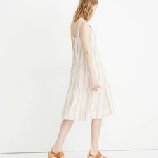MADEWELL Button-Back Tiered Textural Rainbow Stripe Sun Summer Casual Dress 4