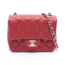 CHANEL Mini Matelasse Chain Shoulder Crossbody Bag A35200 leather Red SHW Used