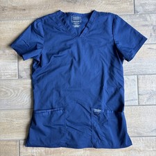 Cherokee Workwear Revolution Women Small Scrub Top Navy Stretch WW620