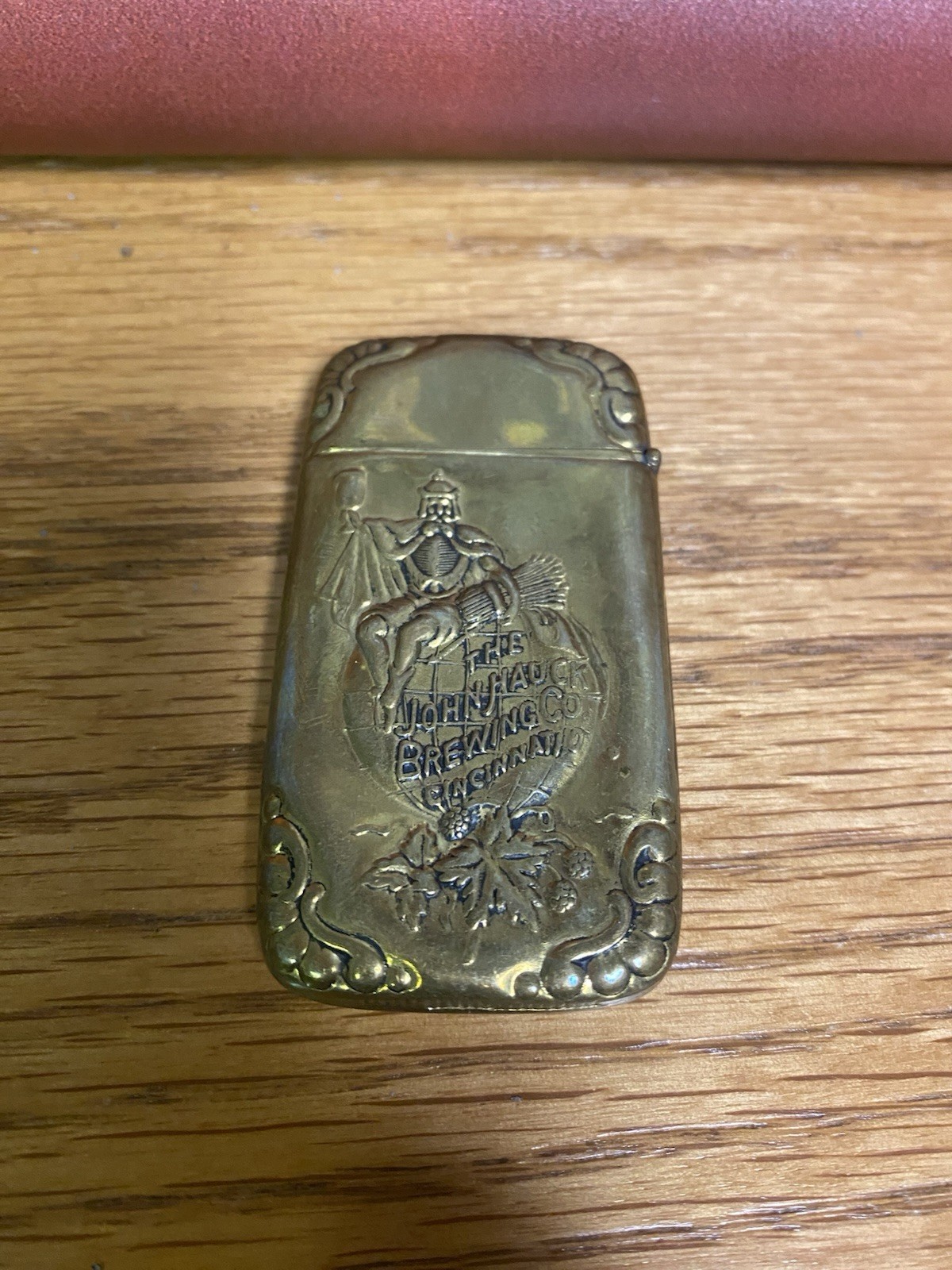 John Hauck Beer Match Safe Old Vintage 1900s Match Holder Cincinnati Oh