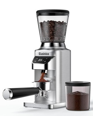 Conical Burr Coffee Grinder for Home Use, Anti-Static Espresso Grinder with 34 G