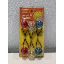 VINTAGE NEW 1972 Goody XL Twin Bead Ponytail Holders Hair Ties Qty 3