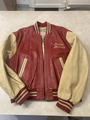 Blouson Cuir Homme Redsins - Taille 2XL, Marron, Style Bomber - Occasion Très Bon état