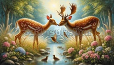 Digital Image Picture Photo Wallpaper Background Desktop Art Deer Birds #A227