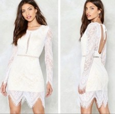 Nasty Gal Eyelash Lace Long Sleeve Dress Size 6