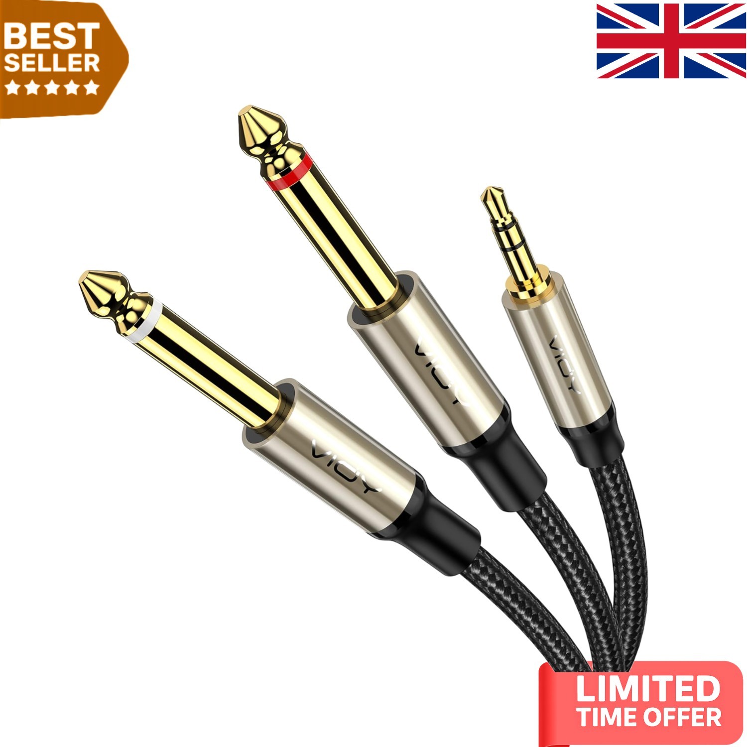 Universal 2M 3.5mm to 6.35mm Stereo Cable - High-Quality Sound Shielding
