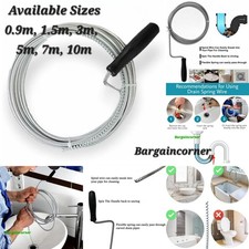 Drain Unblocking Spring Snake Wire Rod Unclog Sink Shower Basin Pipe Unblocker