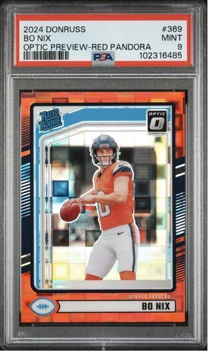 2024 Donruss Bo Nix Optic Preview-Red Pandora ROOKIE CARD PSA 9!!💎🔥💎🔥