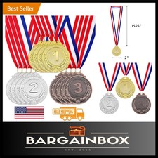 24 Pcs Gold Silver Bronze Medals with Neck Ribbons - Perfect for Events