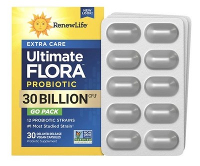 Ultimate Flora Probiotic | 30 Billion CFU | 30 Capsules Go Pack | by Renew Life