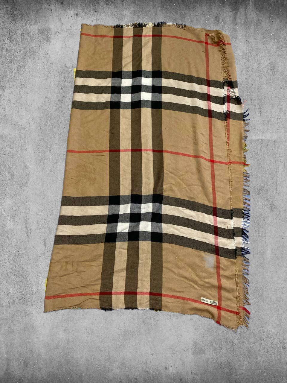 BURBERRY Distressed Brown Monogram Scarf Y2K Dad Luxury Winter Outdoor