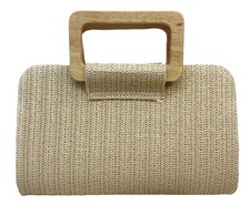 Straw Clutch Purse Simple Square Handheld Handbag Summer Beach Top-Handle Bag...