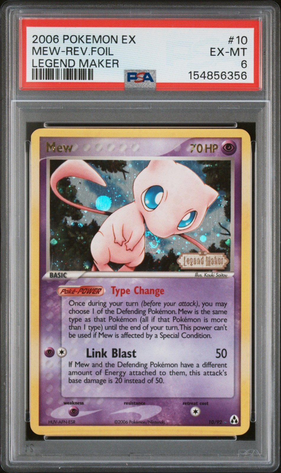 2006 POKEMON EX LEGEND MAKER #10 MEW-REVERSE FOIL PSA 6