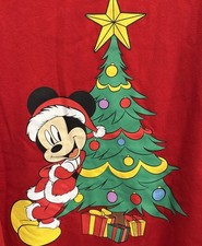Disney Mickey Mouse Christmas Tree Sweatshirt RED OVERSIZED Men  s Size 2XL