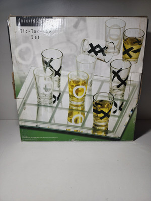 Game Night Tic Tac Toe Drinking Game with 9 Shot Glasses & Game Board in box