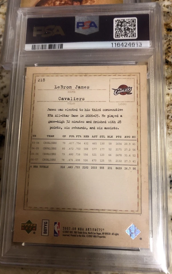 2007-08 Upper Deck LEBRON JAMES ARTIFACTS PSA 9 MINT! LOW POP! - Image 2 of 2