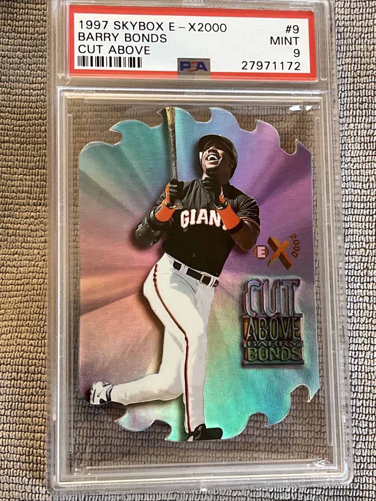 1997 skybox e-x2000 cut above Barry Bonds, PSA 9 Mint, Pop 14.