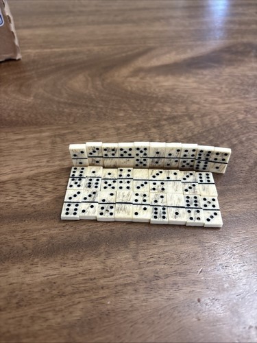 Vintage Mexican Miniature Domino Set In Box Handmade Bone 1950s Mexico Dominoes - Picture 10 of 12