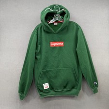 Supreme Champion Hoodie Forest Green Box Logo Pullover Sweatshirt Mens Small