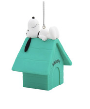 Hallmark Peanuts Snoopy on Turquoise Doghouse Christmas Tree Ornament New w Tag