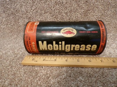 Vtg Mobilgrease ''FS'' Grease Can ''FULL/NOS'' Mobil Gargoyle   Socony-Vacuum Oil