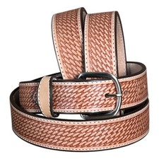 53GG Hilason Basketweave Made In Usa Gun Holster Leather Work Belt Brown