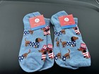 Dachshund Dog Patriotic Low-Cut Socks Blue w/Brown Dogs *2 Pair* — photo 1