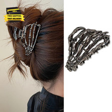 Black Hair Clip with Skeleton Skull Design for Women'S Hair Styling, Medium Meta