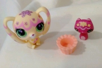 Littlest Pet Shop Sparkle Lop Eared Bunny Rabbit 3039 & Teenie Tiny Cat 3040