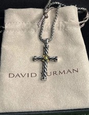 David Yurman Petite Cable Cross D Necklace 18 Inch Chain